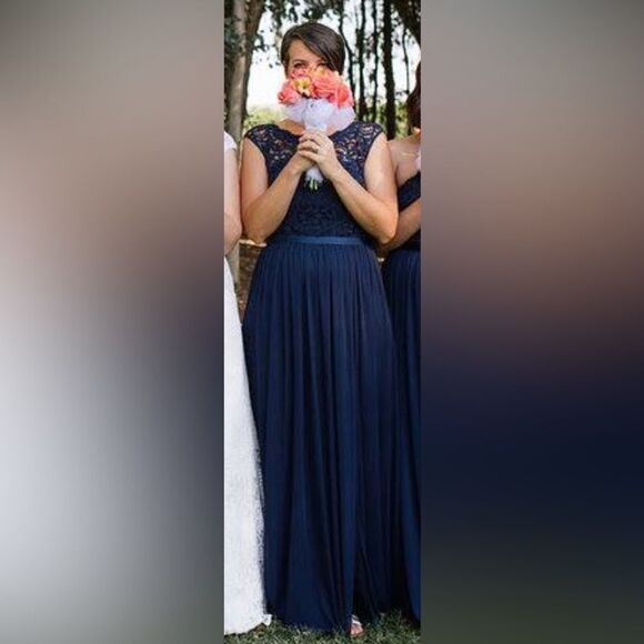 Navy Blue Formal Prom Bridesmaid Dress SIZE 10 David’s Bridal F19328 Marine Dark - Picture 12 of 12